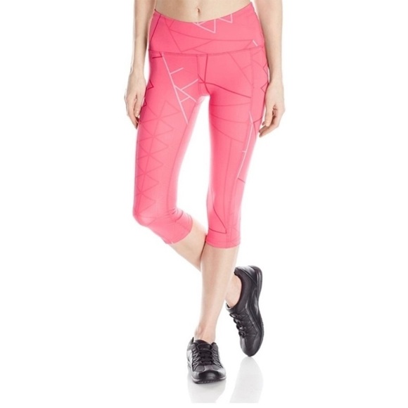 Oiselle KC Knicker Capri Legging Crop Pant punch koolhaus Pink Geometric Sz 10 - Picture 14 of 14